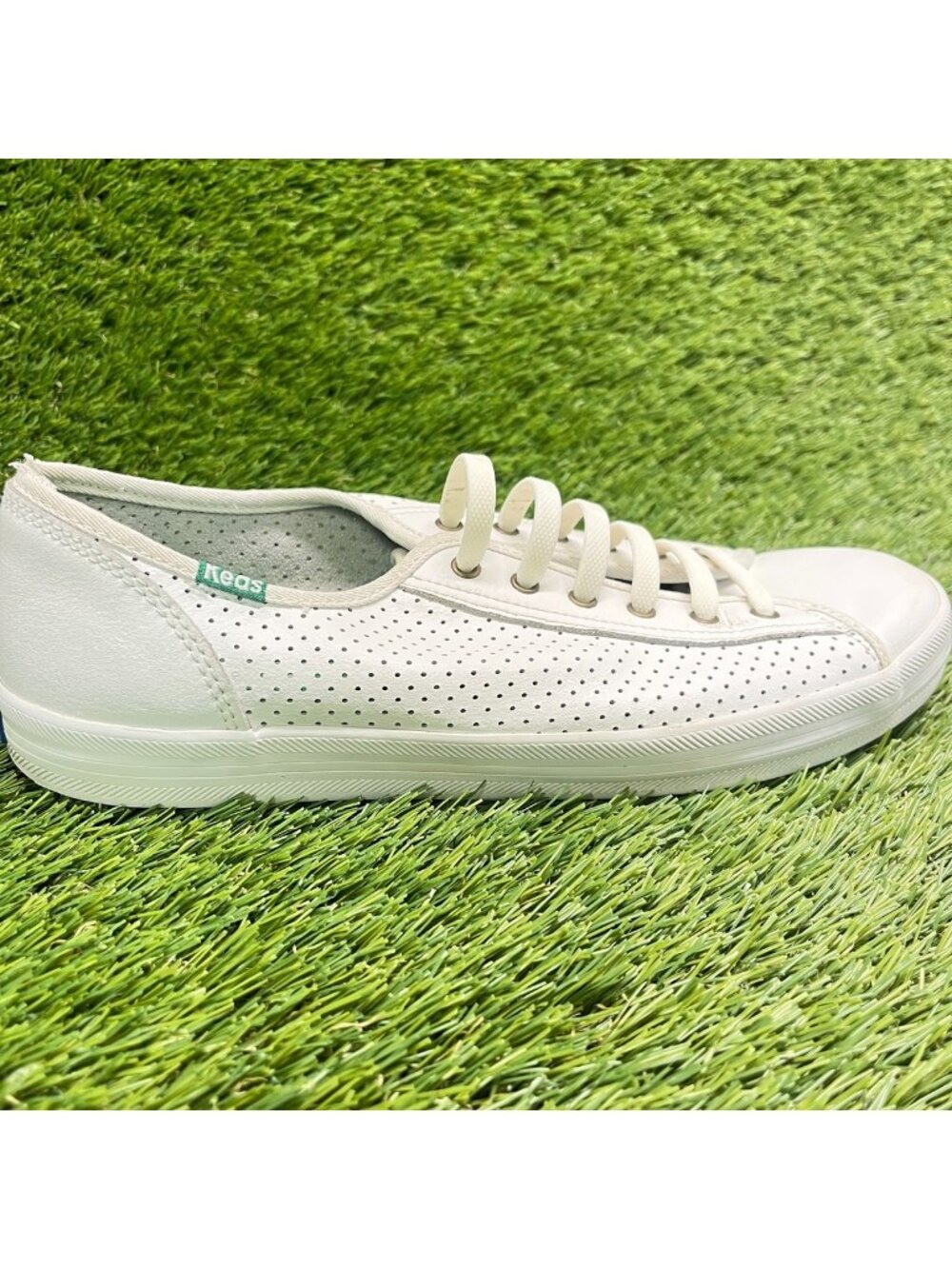 Keds Kickstart Womens Size 8.5 White Green Athletic Leather Shoes Sneakers